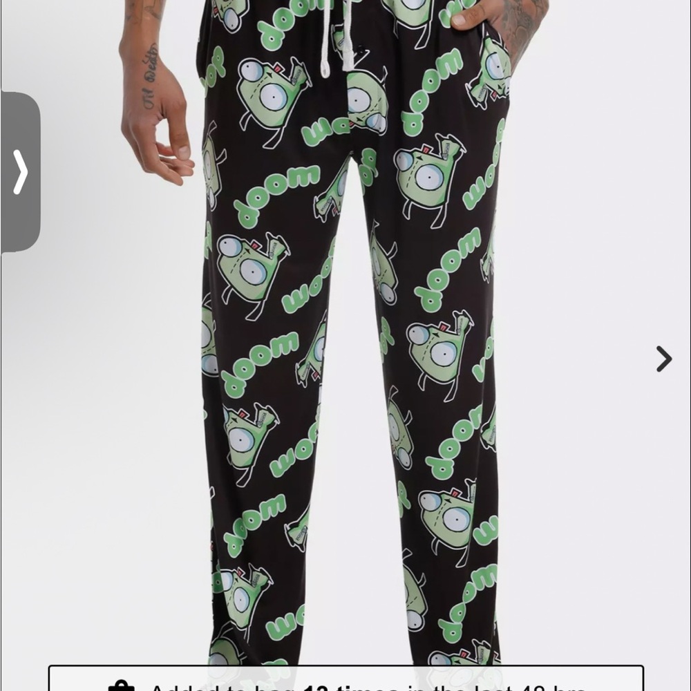 Hot Topic Invader Sim Print Pajama Pants
